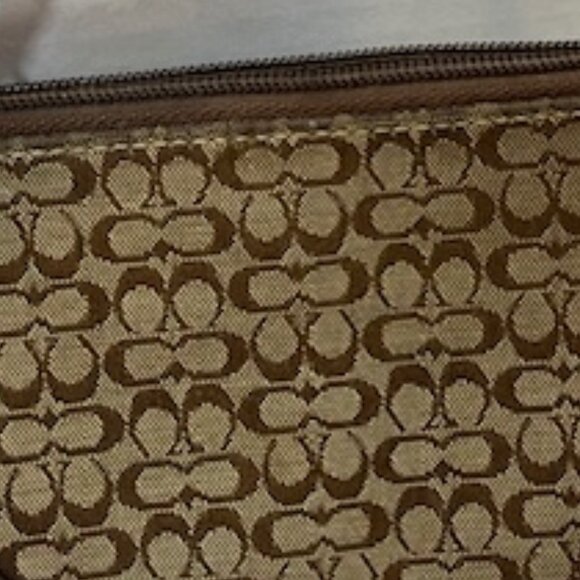 VTG Mini Coach Brown Signature Jacquard Fabric Zip Wristlet 6.25"x4" - Picture 3 of 14